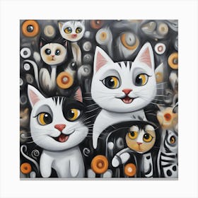 Cats In A Circle Canvas Print