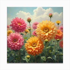 Beautiful Dahlias Canvas Print