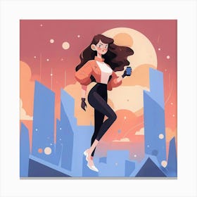 Girl In A City Canvas Print