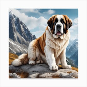 St Bernard Dog In Mountain Ultra Hd Realistic Vivid Colors Highly Detailed Uhd Drawing Pen An (1) Canvas Print