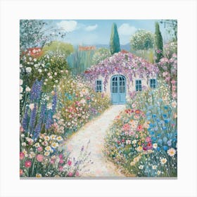 french garden scene with blooming flowers 2 Stampe su tela