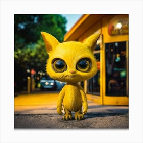 Firefly Cute, Friendly, Alien, Yellow, Cat Eyes, Bus Stop, Whimsical, Vibrant, Extraterrestrial, Cha (8) Canvas Print