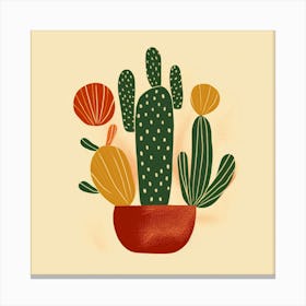 Rizwanakhan Simple Abstract Cactus Non Uniform Shapes Petrol 60 Canvas Print