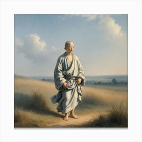 Monk In A Field Canvas Print