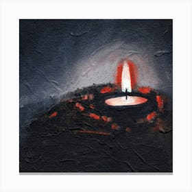 Candle Light - painting original textured square dark hand painted artwork acrylic fire flame cozy Canvas Print