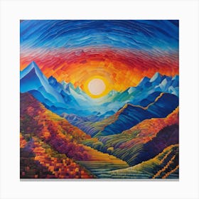 Op art, Blue mountains Canvas Print
