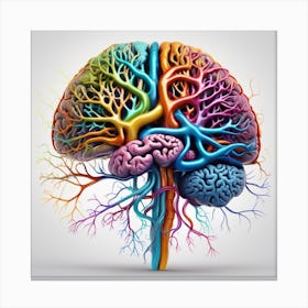 Human Brain With Colorful Branches 1 Canvas Print