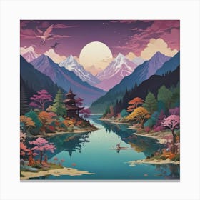 Japanese Landscape Painting Canvas Print