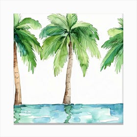 Watercolor Palm Trees 1 Canvas Print