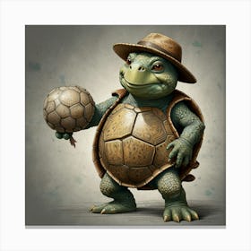 Turtle With A Soccer Ball Canvas Print