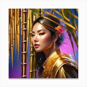 Asian Woman In Gold Canvas Print