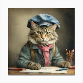 Cat In A Hat 17 Canvas Print