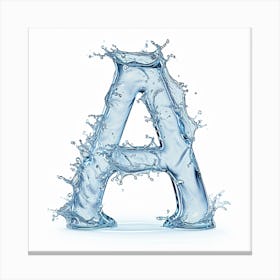 Water Splash Letter A Canvas Print