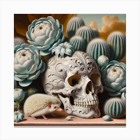 Hedgehog and Skull Canvas Print