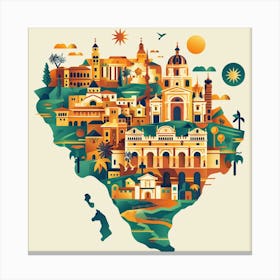 Illustration Of Colombia Canvas Print