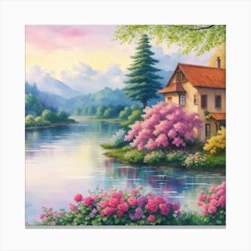 House By The River Canvas Print