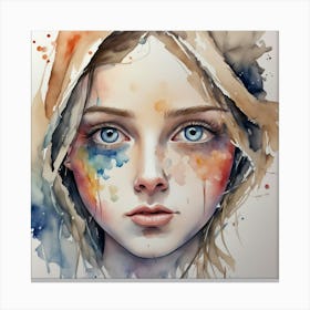 Watercolor Of A Girl 32 Canvas Print