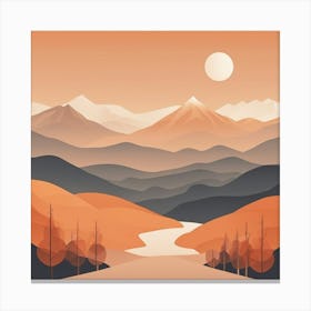 Misty mountains background in orange tone 80 Canvas Print