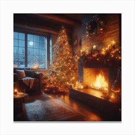 Christmas In The Living Room Canvas Print