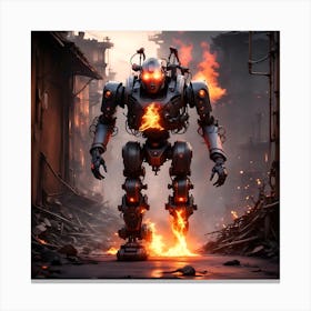 Robot On Fire Canvas Print