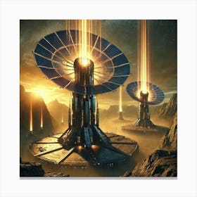 A Dramatic Scene Of The Solar Defense Towers Canvas Print