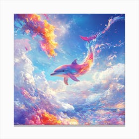 Rainbow Dolphin Wall Print Canvas Print