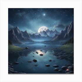 Full Moon In The Mountains 1 Canvas Print