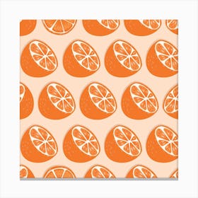 Orange Pattern On Pastel Orange Square Canvas Print