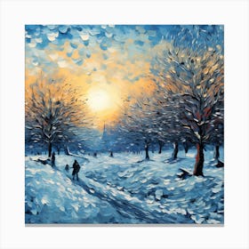 Winter Park At Sunset Canvas Print