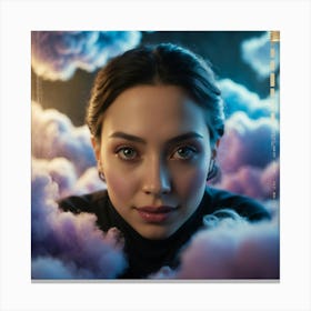 Girl In Clouds Canvas Print