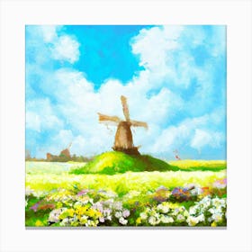 Windmill In The Field Canvas Print