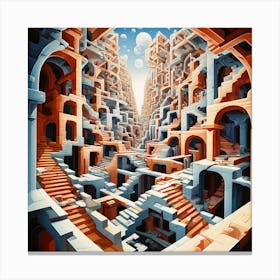 Dimensional Delusions Escher Inspired Abstract Pieces That Play With Perspective Dimension And Im 946173201 (1) Canvas Print