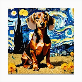 Starry Night Dachshund 1 Canvas Print