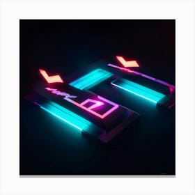 Abstract Navigation Arrows Glowing Neon Colors Against A Dark Gradient Background Suggested Moveme (5) Canvas Print