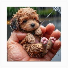 Poodle In The Rain Canvas Print