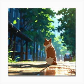 Cat On A Sidewalk Canvas Print