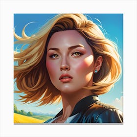 Girl In A Field Canvas Print