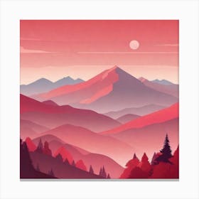 Misty mountains background in red tone 17 Canvas Print