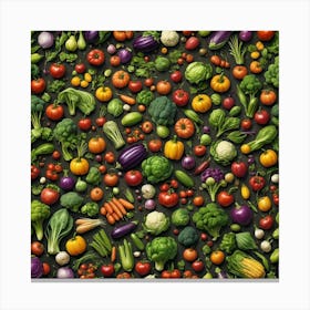 Seamless Pattern Of Vegetables Canvas Print