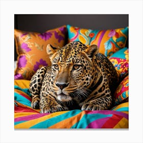 Leopard On The Bed Chillout Canvas Print