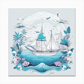 Sailing Ship In The Sea Canvas Print