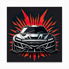 Car Red Artwork Of Graphic Design Flat (201) Canvas Print