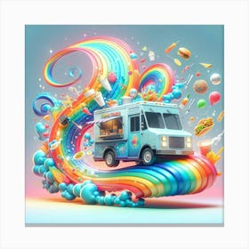 Rainbow Ice Cream Truck Canvas Print