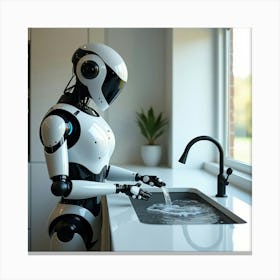 Flux Dev A Sleek And Modern Smart Robot With A Silver And Glas 1 Canvas Print