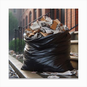 Garbage Bag On The Street 1 Canvas Print