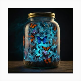 Jar Of Butterflies Canvas Print