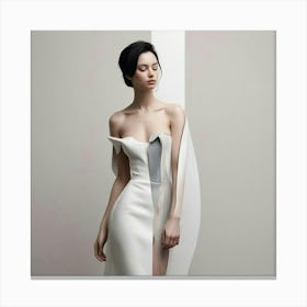 Model In A White Dress Canvas Print