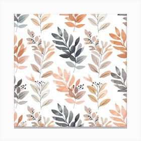 Watercolor Leaves Pattern Canvas Print