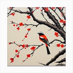 Chinese Jianzhi, Bird On a Branch, folk art, 151 Canvas Print