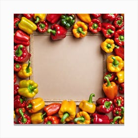 Colorful Peppers In A Frame 9 Canvas Print